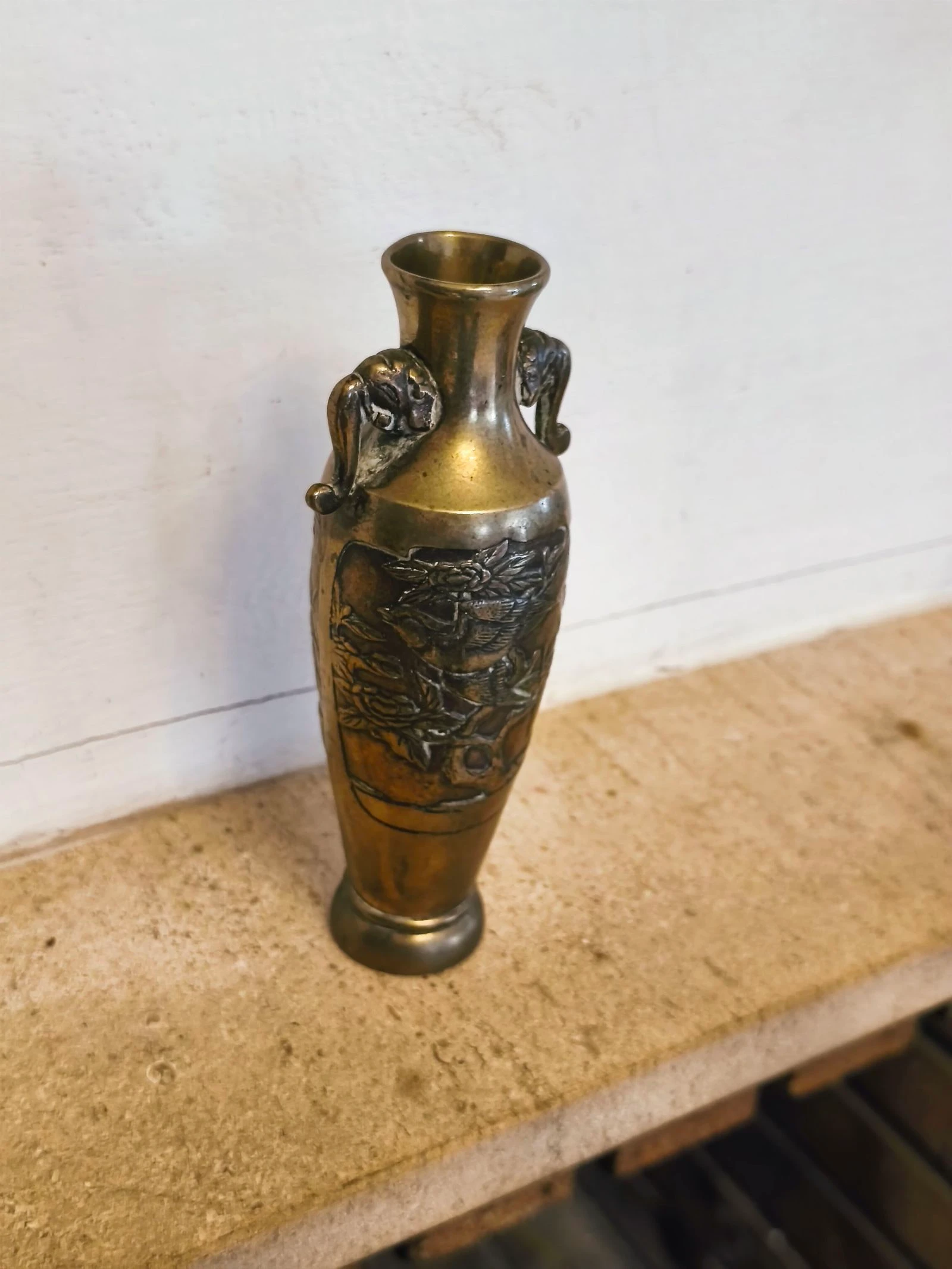 Jarron de bronce antiguo violetero – photo 3